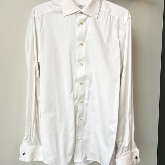ETON Contemporary Fit Mens Long Sleeve Dress Shirt, French Cuffs Size 15 White - Picture 2 of 4